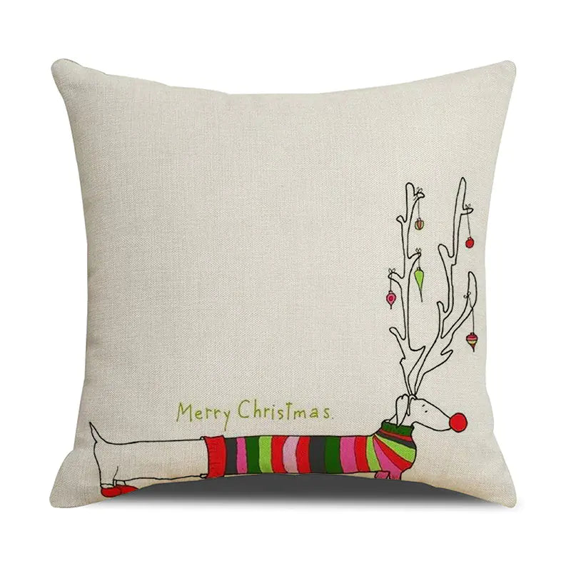 Christmas White Animal Print Pillowcase
