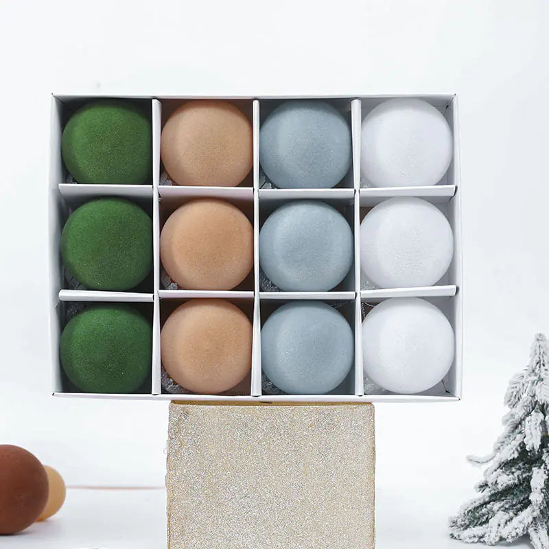 12PCS 6CM Velvet Ball Christmas Tree Ornaments
