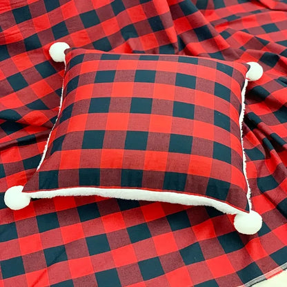 Christmas Pillowcase with Red Plaid &amp; Fur , 17.72in