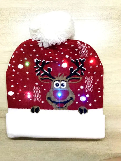 Festive LED Beanie Light-Up Christmas Hat 