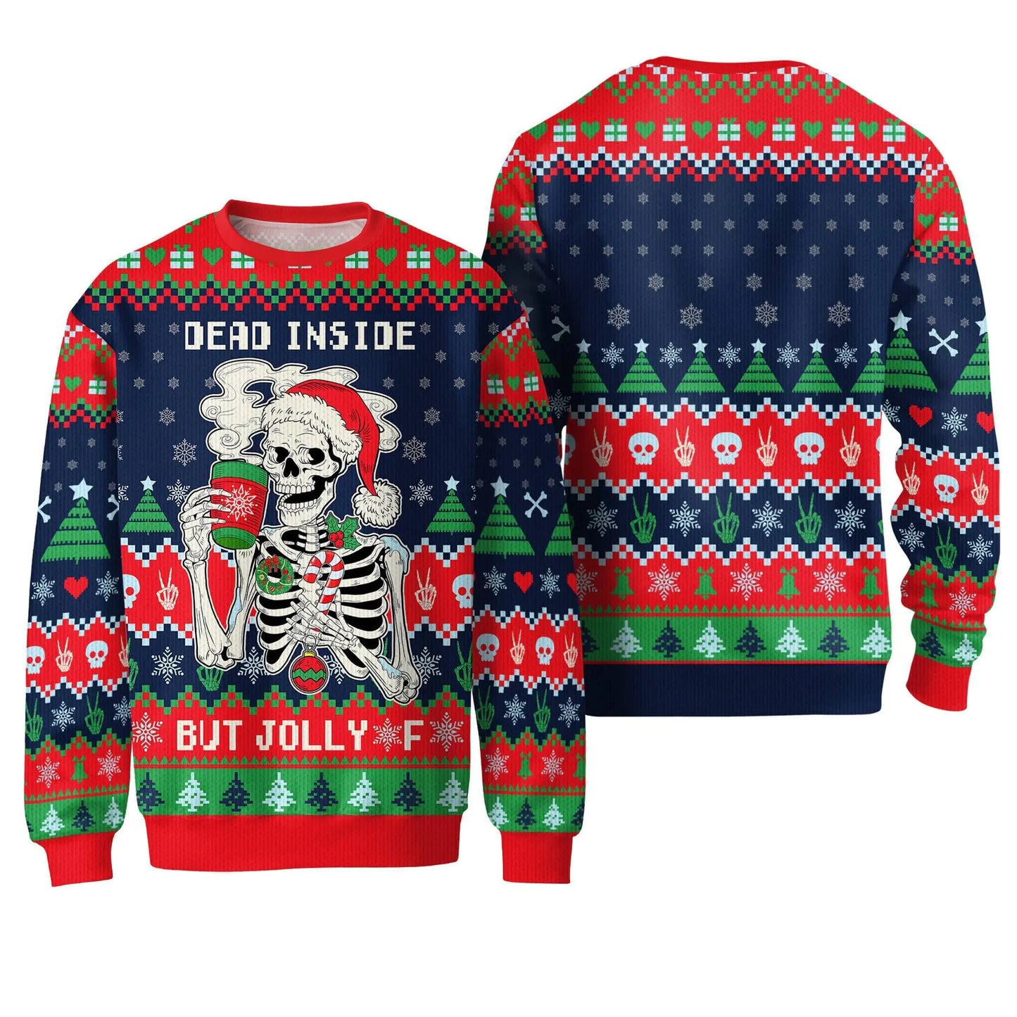 Skeleton Santa Festive Sweater men_