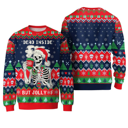 Skeleton Santa Festive Sweater men_