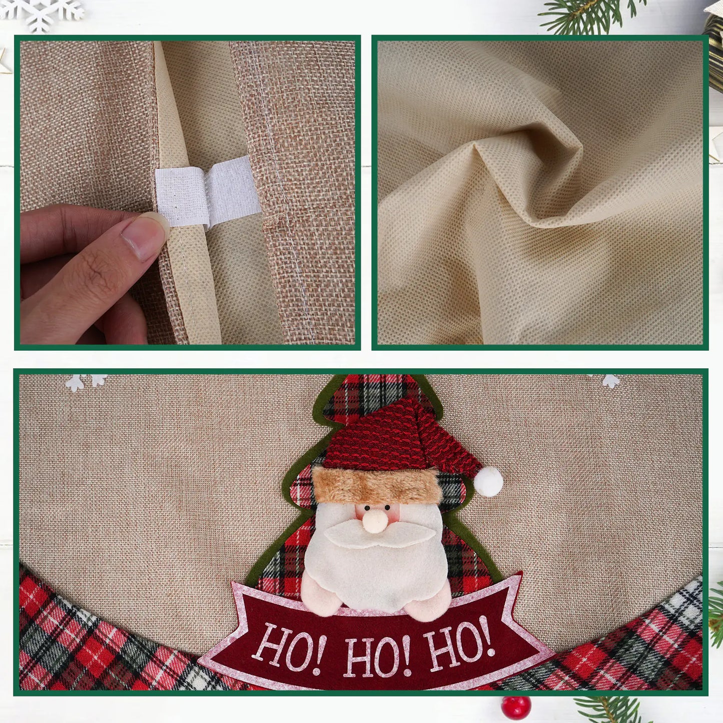 Festive Santa Linen Tree Skirt