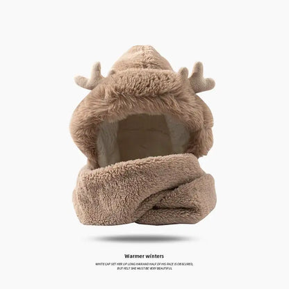 Christmas Elk Ear Hat, Scarf, and Gloves Set