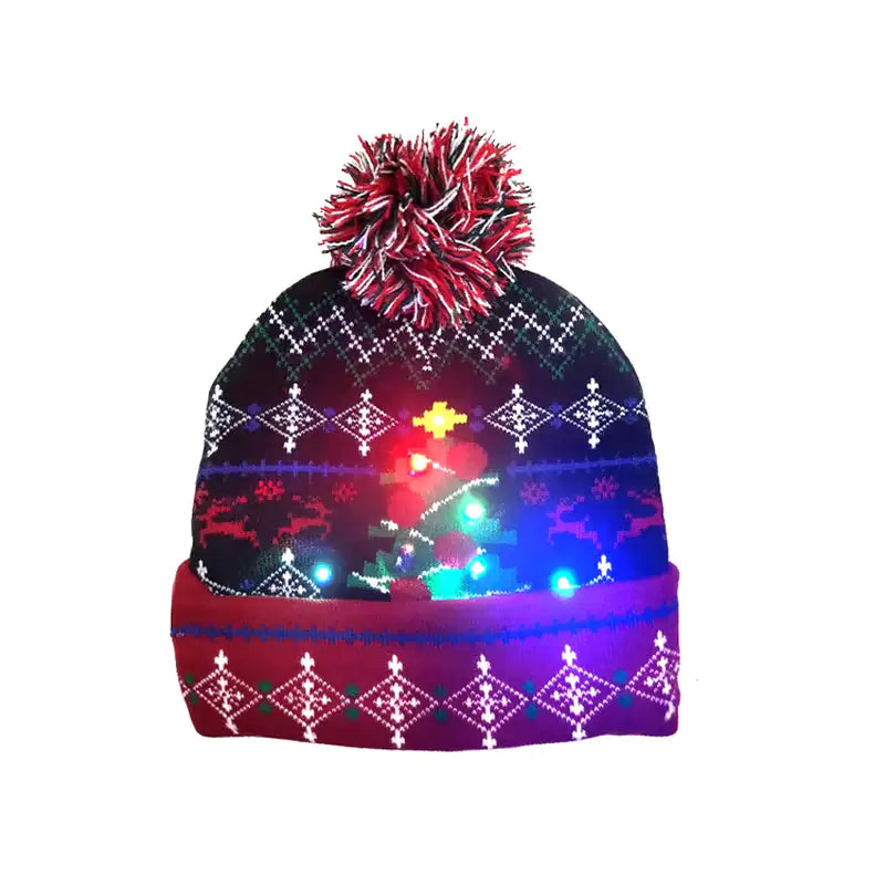 Festive LED Beanie Light-Up Christmas Hat 