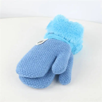 Children 's Thick Knitted Woolen Plush Mittens