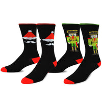 TeeHee Christmas Holiday Socks - Nutcracker and Santa Crew 2-Pack Socks for Men Sock Size 10-13