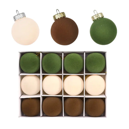 12PCS 6CM Velvet Ball Christmas Tree Ornaments