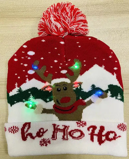 Festive LED Beanie Light-Up Christmas Hat 