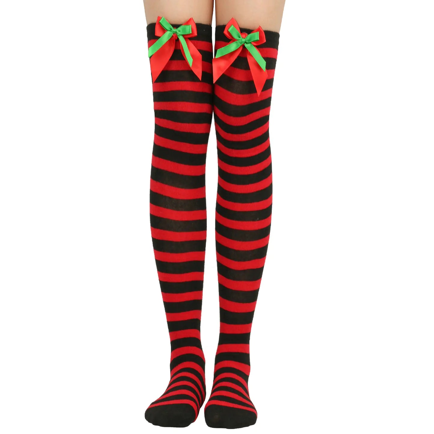 Bow Over Knee Christmas Socks for Women