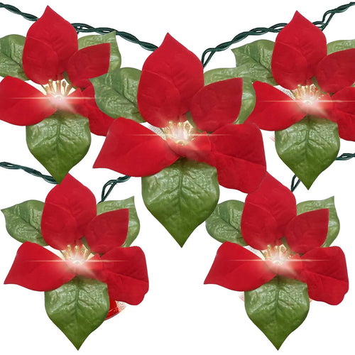 Christmas Red Flower String Lights Plug in 8.5Ft decoration