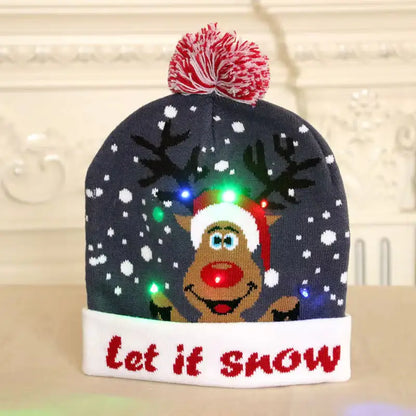 Festive LED Beanie Light-Up Christmas Hat 