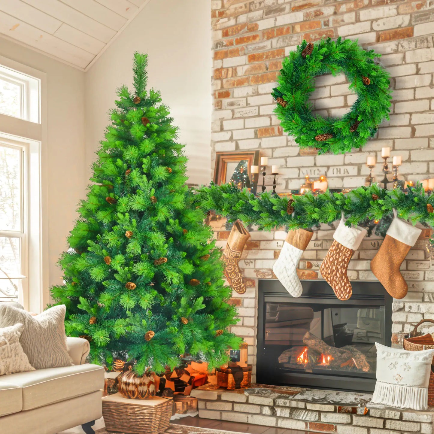 Pine Perfection 6ft Christmas Set with Pre-Lit Tree_ & Garland