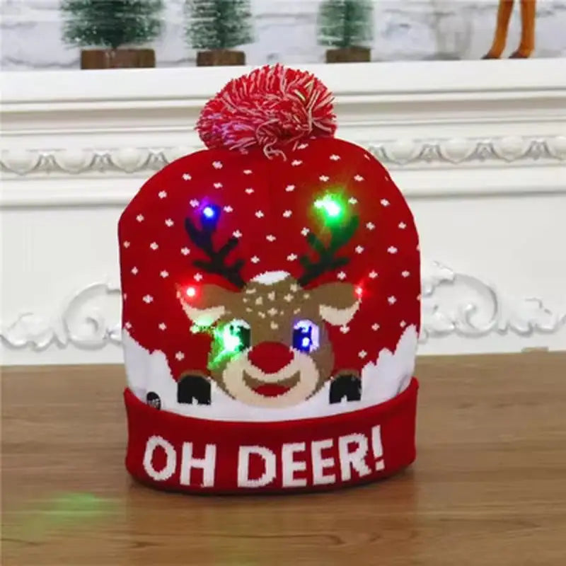 Festive LED Beanie Light-Up Christmas Hat 