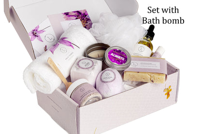 Lizush All Natural Lavender Gift Box with Bath Bomb and Shower Steamer - bath &amp; body products