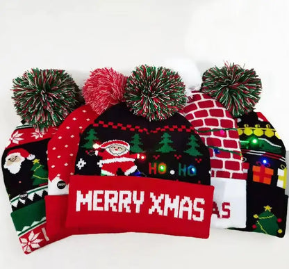 Festive LED Beanie Light-Up Christmas Hat 