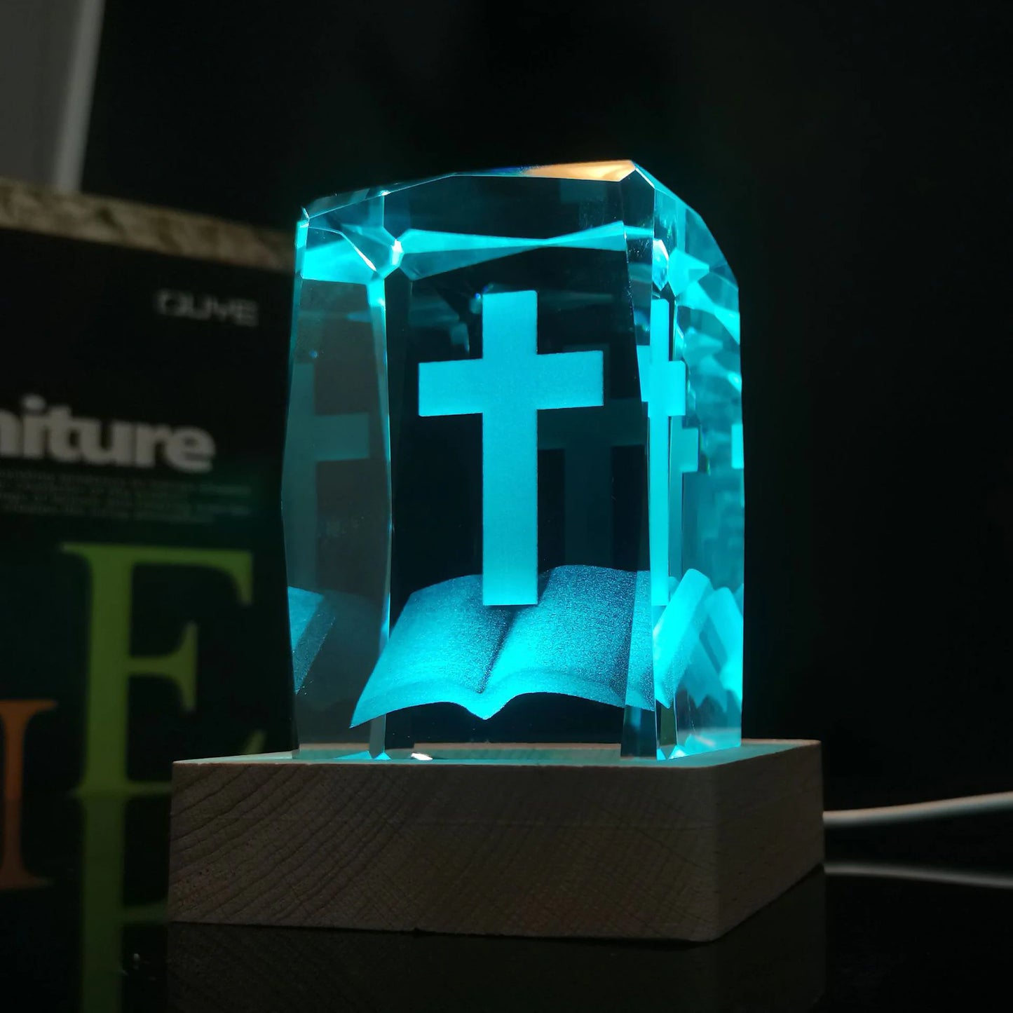 Luminous Cross Crystal Decoration