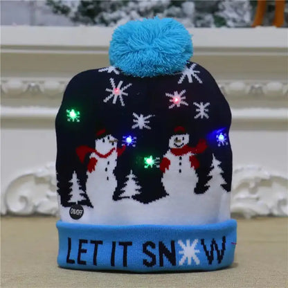 Festive LED Beanie Light-Up Christmas Hat 