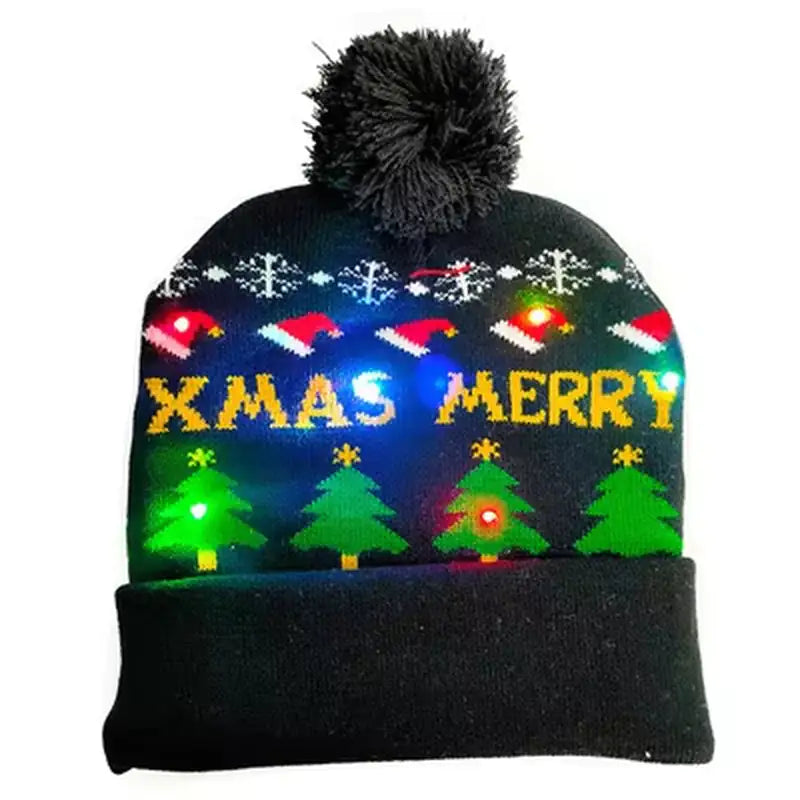 Festive LED Beanie Light-Up Christmas Hat 