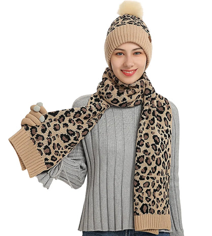 Wander Agio Winter Hat Scarf Glove Set for Women