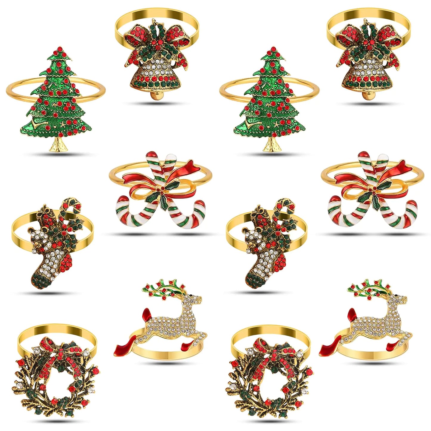 12 Pcs Christmas Napkin Ring Set table