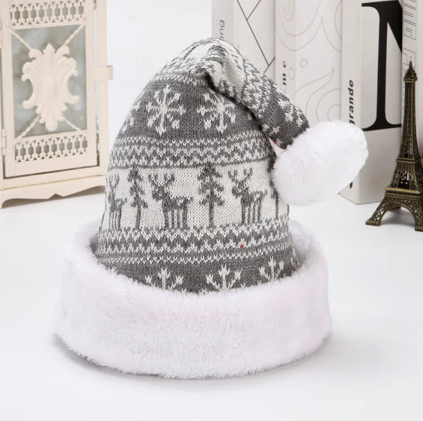 Snowflake Deer Knitted Wool Christmas Hat