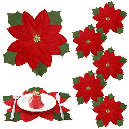 Festive Red Poinsettia Placemat Set