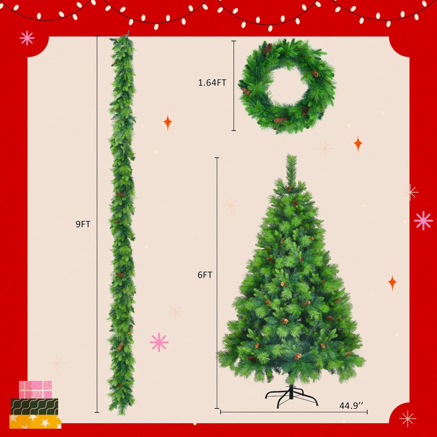 Pine Perfection 6ft Christmas Set with Pre-Lit Tree_ & Garland