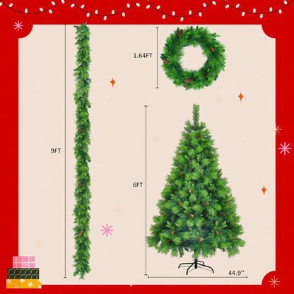 Pine Perfection 6ft Christmas Set with Pre-Lit Tree_ & Garland