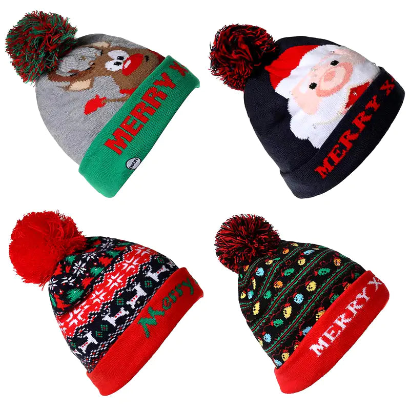 Festive LED Beanie Light-Up Christmas Hat 
