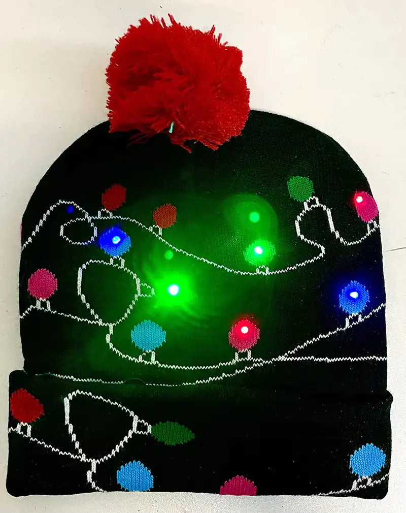 Festive LED Beanie Light-Up Christmas Hat 
