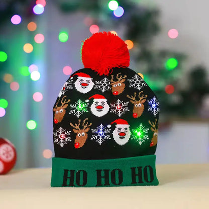 Festive LED Beanie Light-Up Christmas Hat 