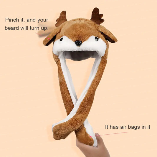 Cute Bunny Plush Decor with Christmas Hat