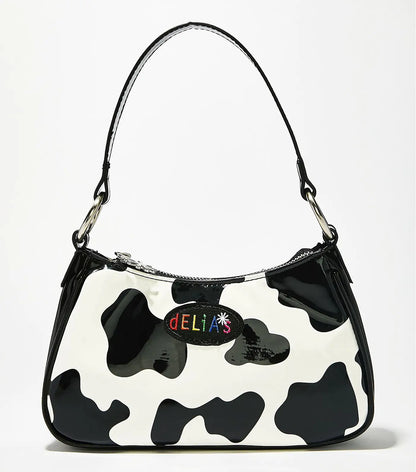 Vintage Cow Print Baguette Bag - Stylish Tote Handbag women
