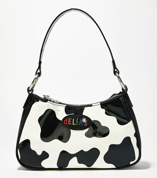 Vintage Cow Print Baguette Bag - Stylish Tote Handbag women
