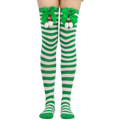 Bow Over Knee Christmas Socks for Women