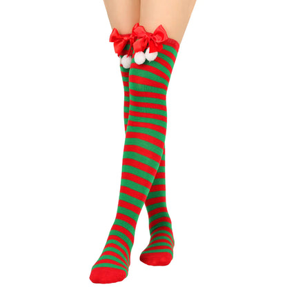 Bow Over Knee Christmas Socks for Women