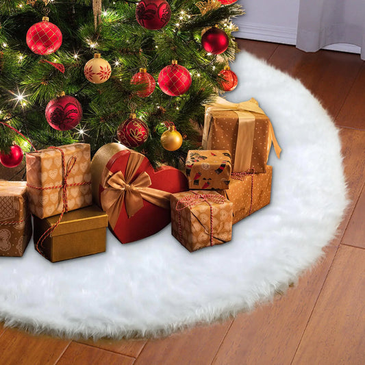 Snowy Whisper Faux Fur Christmas Tree Skirt 48"