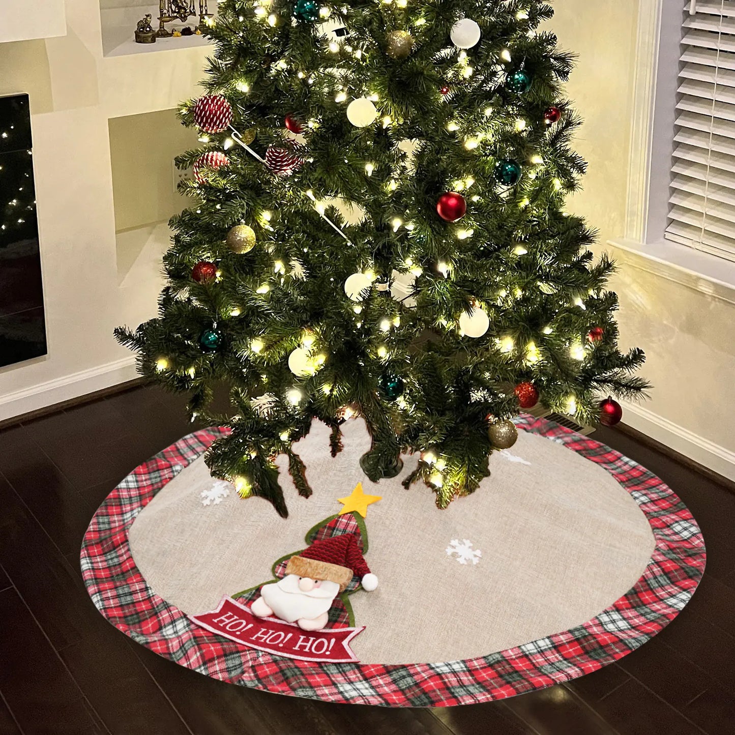 Festive Santa Linen Tree Skirt