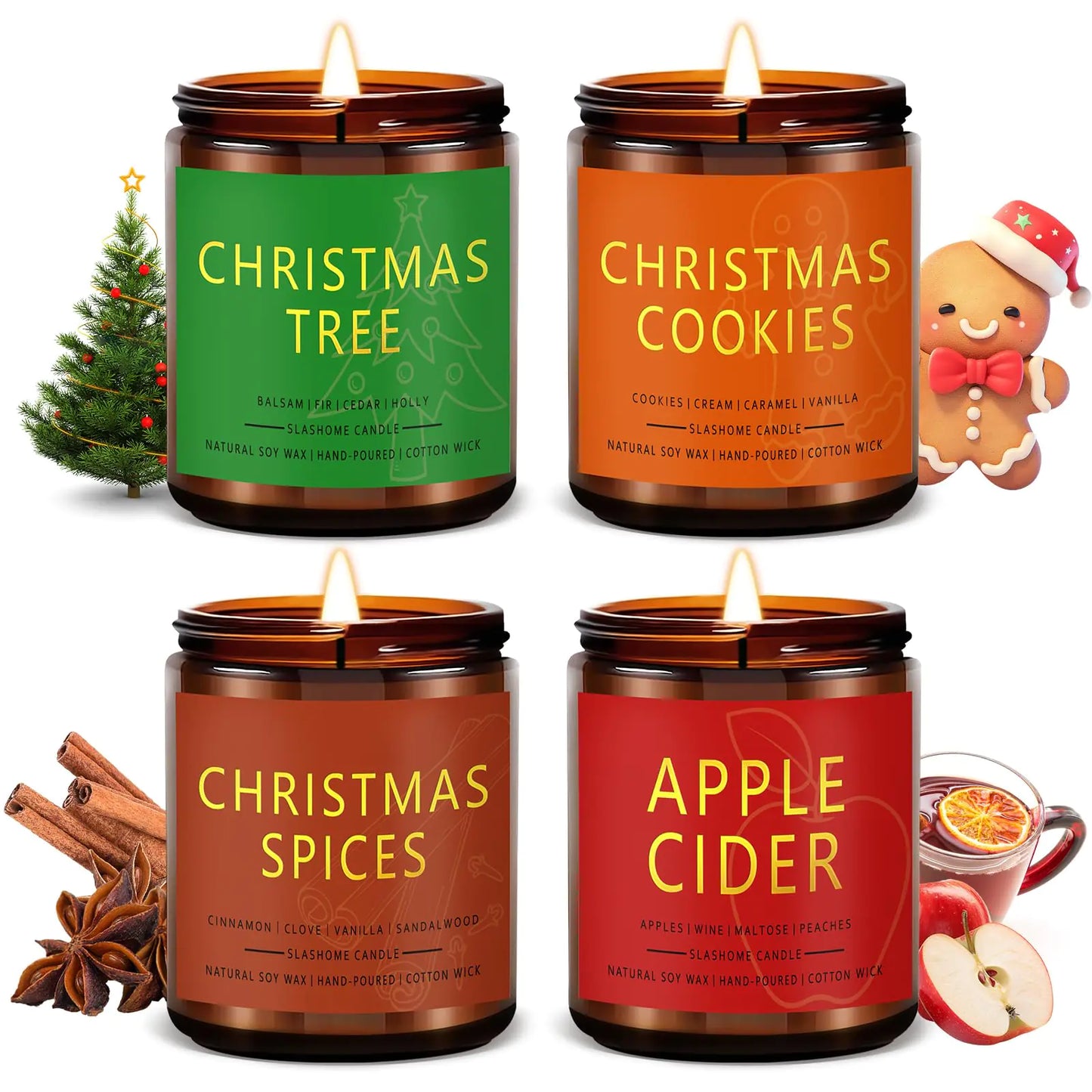 Set | 4 Pack Christmas Scented Candles