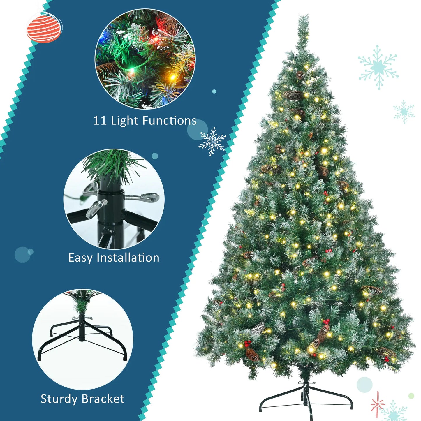6ft Pre-Lit Dark Green Pine Christmas Tree Garland Set
