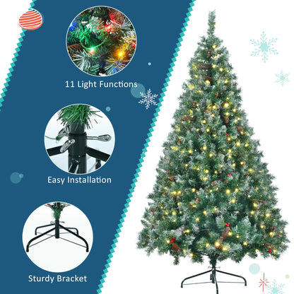 6ft Pre-Lit Dark Green Pine Christmas Tree Garland Set