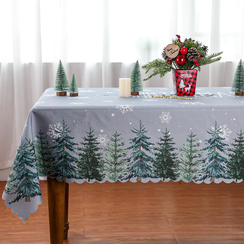 Festive Christmas Tree Tablecloth 60x84 Inch