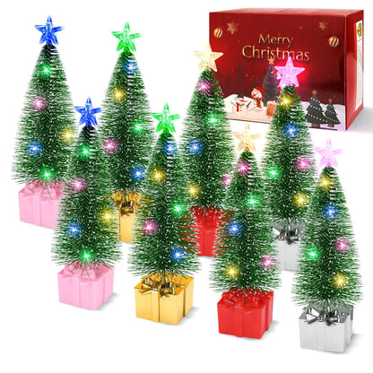 Mini Christmas Tree with Lights 8 Pack Table top Christmas