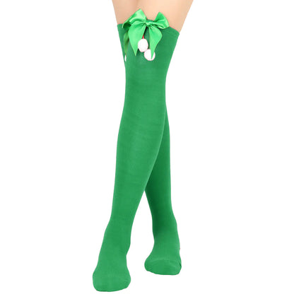 Bow Over Knee Christmas Socks for Women