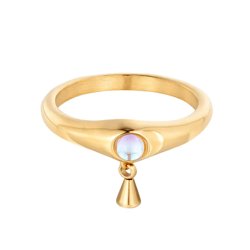 Minimalist Pearl Titanium Steel Ring women