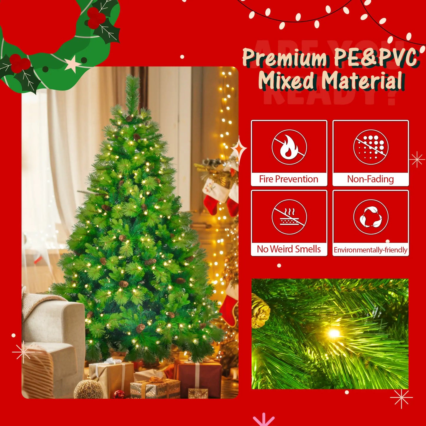 Pine Perfection 6ft Christmas Set with Pre-Lit Tree_ & Garland