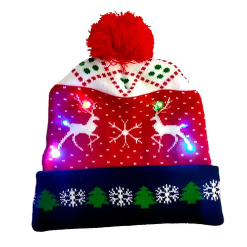 Festive LED Beanie Light-Up Christmas Hat 