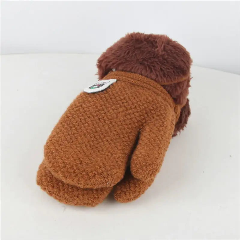 Children 's Thick Knitted Woolen Plush Mittens