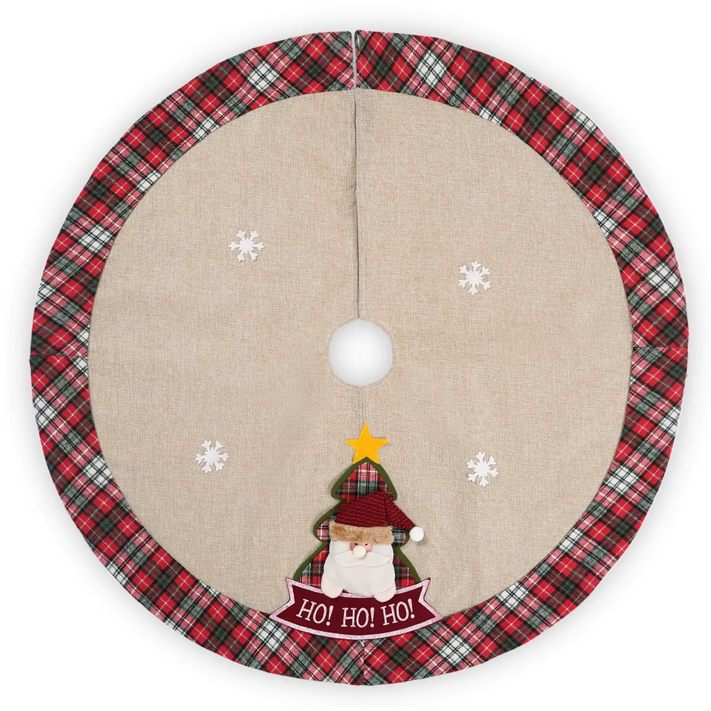 Festive Santa Linen Tree Skirt